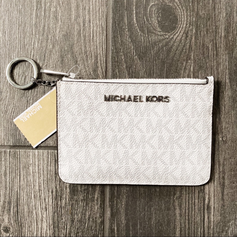 NWT Michael Kors White Small Top Zip Wallet